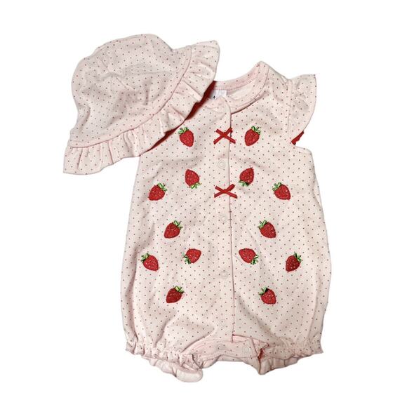 Laura Ashley Other - Laura Ashley Strawberry Baby Outfit Size 6-9m